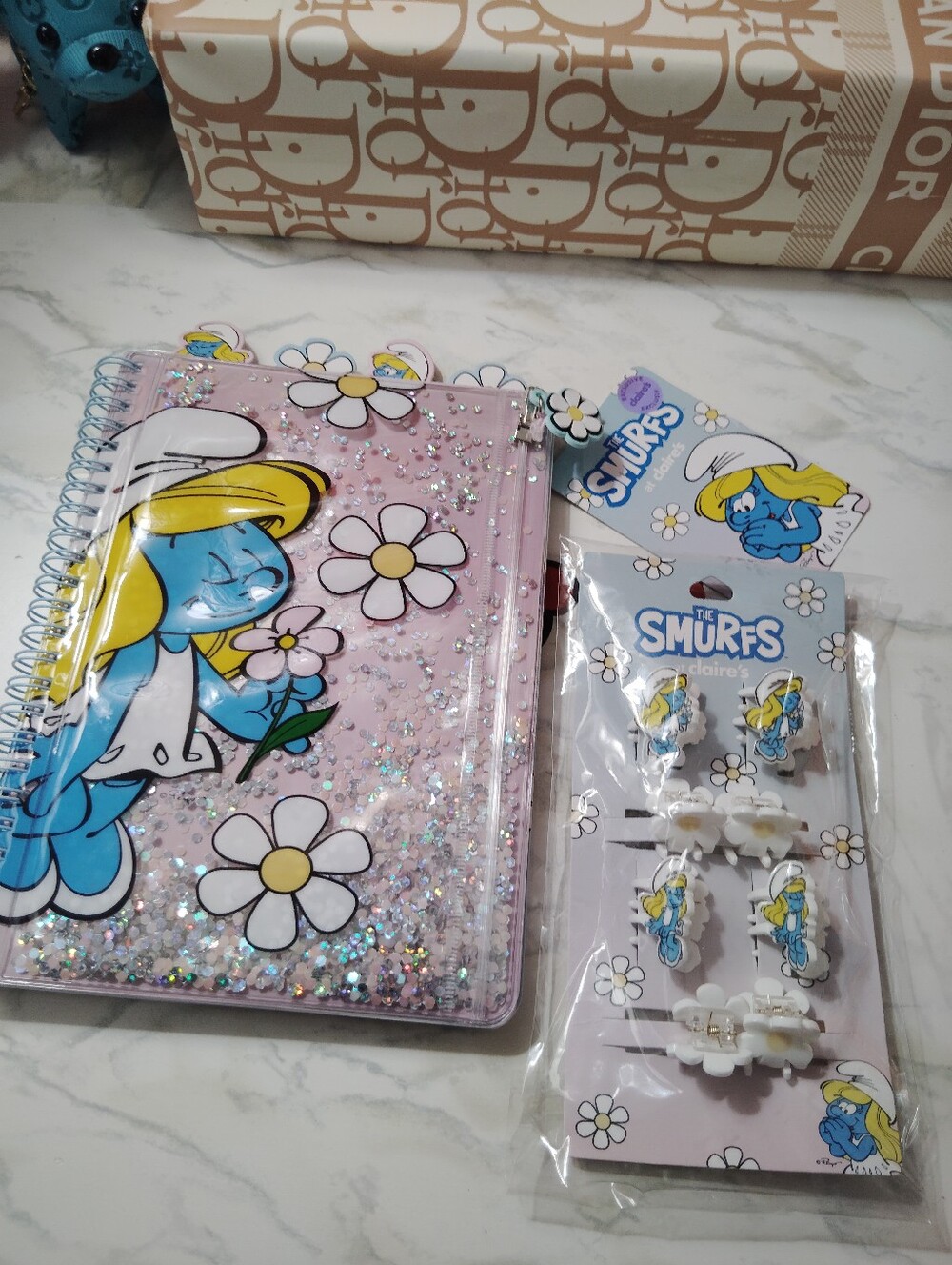 Smurfette Pink Glitter Notebook & Hair Clips Set by The Smurfs